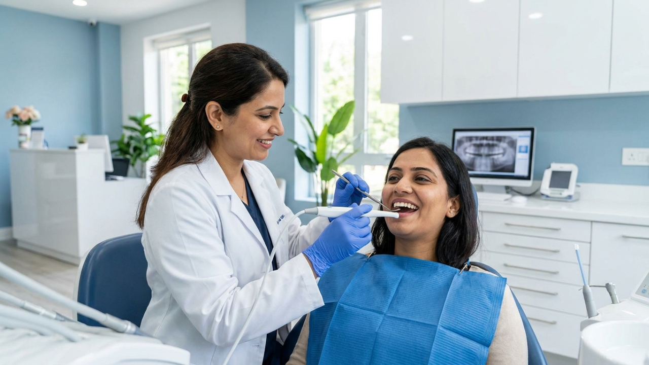 Experienced dentist treating a patient at Dentare Clinic in Jamia Nagar, New Delhi.