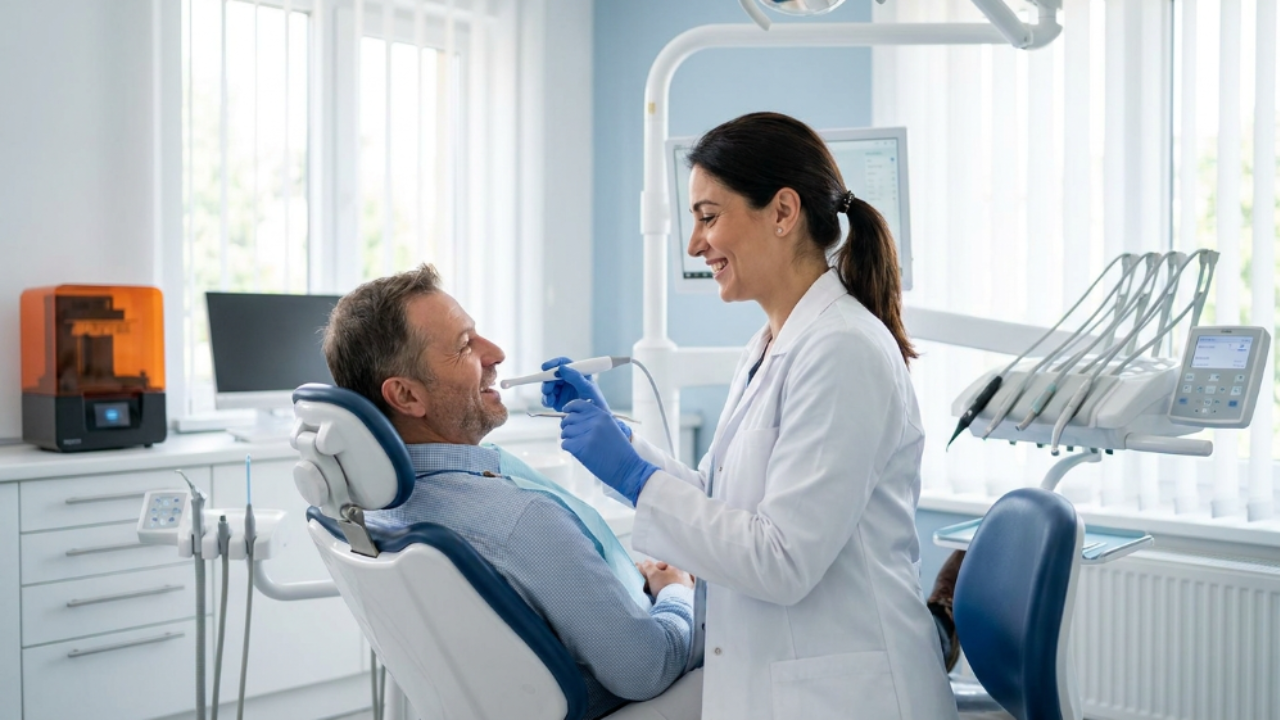 Experienced dentist treating a patient at Dentare Clinic in Jamia Nagar, New Delhi.
